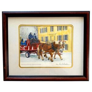 Roy Bostrom Christmas Market Julmarknad Horse and Carriage Framed Color Print